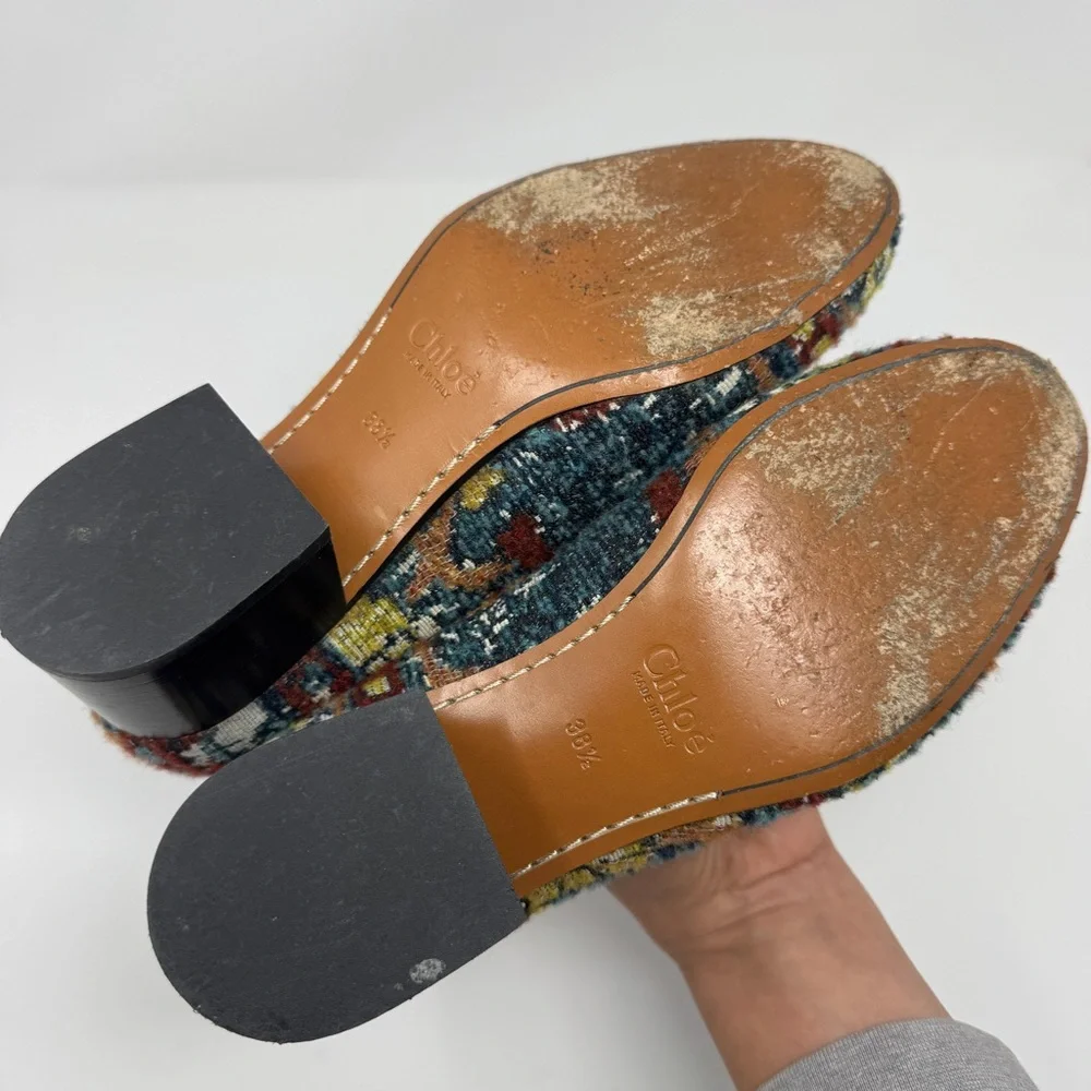 Chloé Tapestry Block Heel Loafers